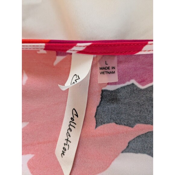 New York Collection Top Womens L Abstract Pink Black Floral Blouse Studded Artsy - Picture 3 of 12
